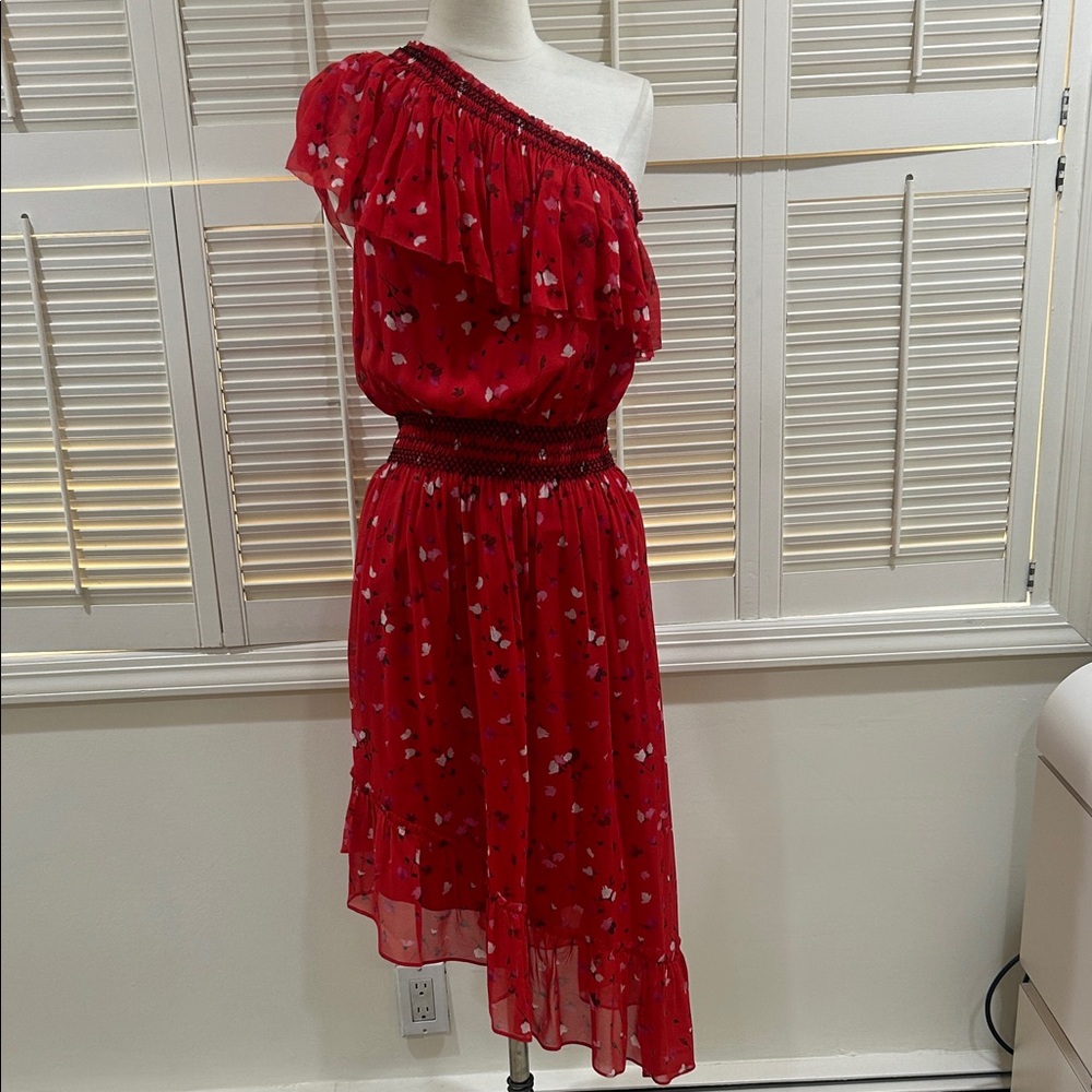 Josie Elegant Red One-Shoulder Dress in perfect condition
